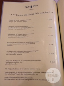 Restaurant Café Paul - laktosefreie und glutenfreie Gerichte